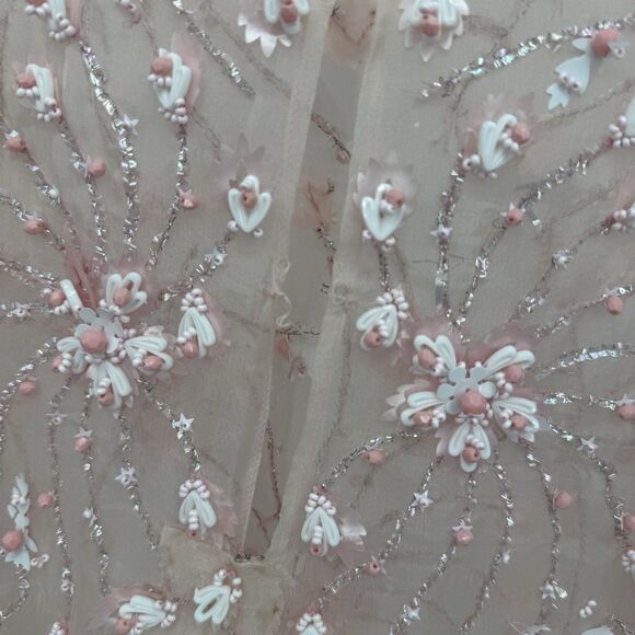 Unbranded Vintage Pink Beaded Sheer Sleeveless Overlay Womens XS-S - Picture 16 of 16